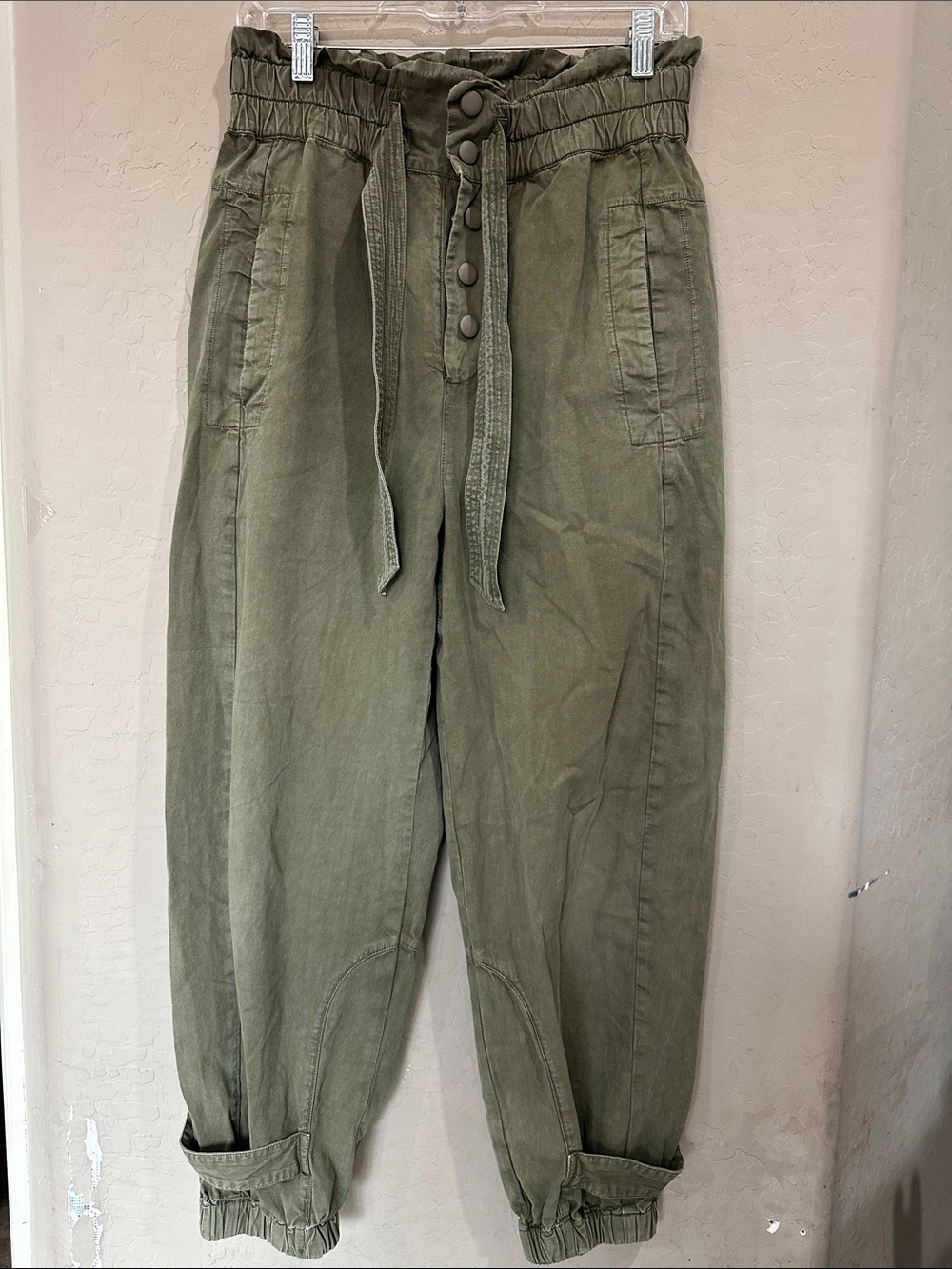 Sea New York Olive Green Paperbag Waist Drawstring Joggers
